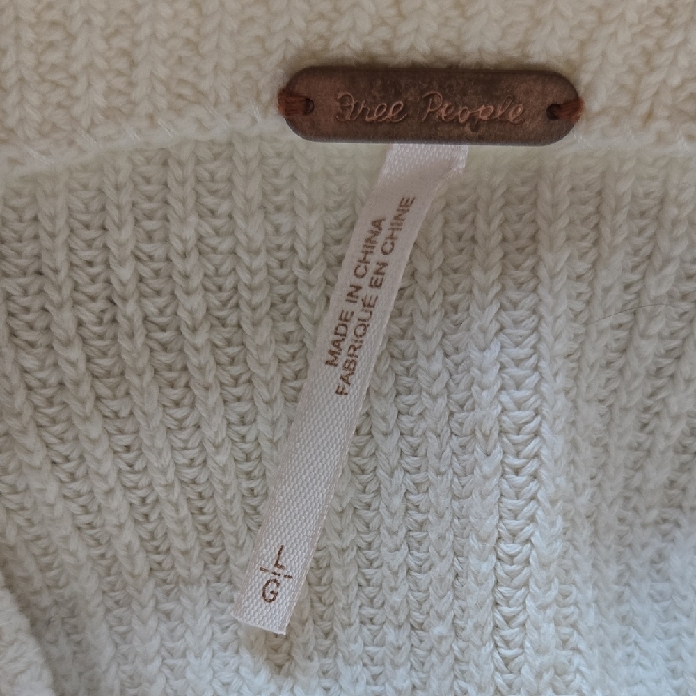 Free People Creamy White Ribbed Sweater, Normcore Minimalost Large - Picture 4 of 6